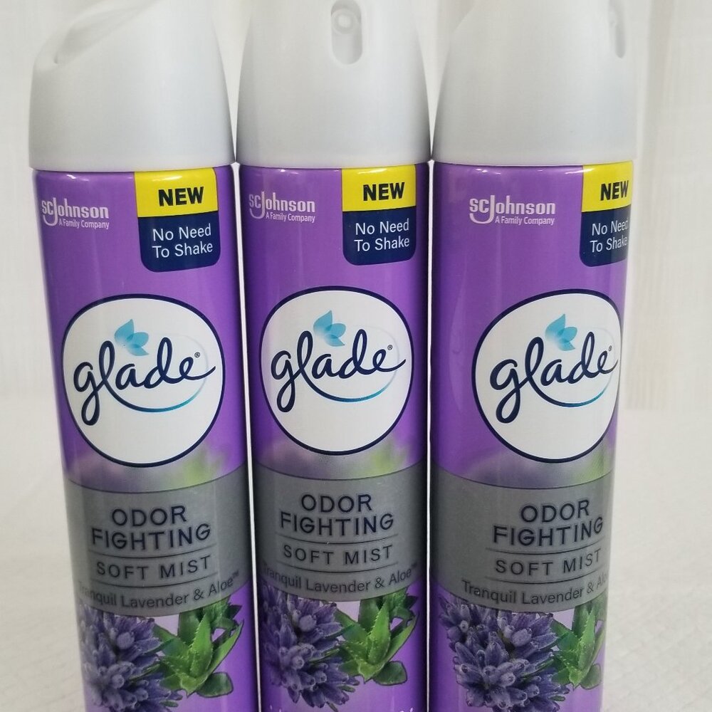 Glade Air Freshener Soft Mist Aerosol, Tranquil Lavender & Aloe - 8 Oz. (3 cans)
